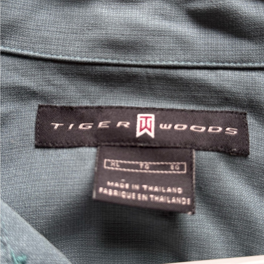 Nike Polo Shirt Tiger Woods Mens XL Teal Blue Short Sleeve Golf Button Down - Picture 3 of 8